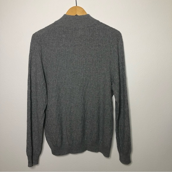 Tasso Elba Supima Cotton Cable Knit Henley Quarter Zip Pullover Sweater L - Picture 5 of 8